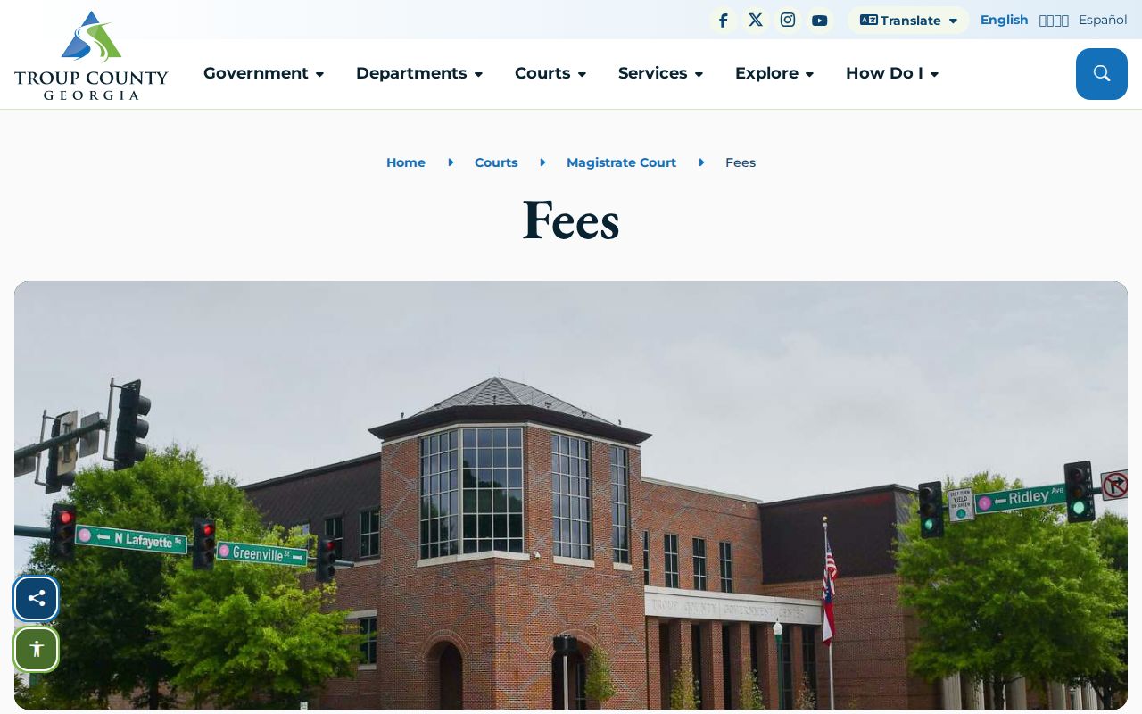 Troup County warrant check current Magistrate fee page