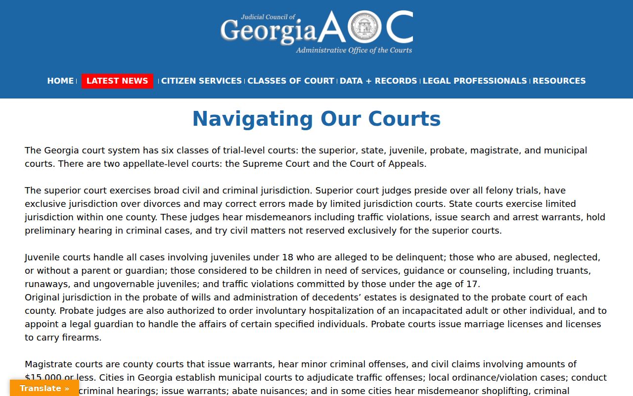 Troup County arrest warrant court classes in Georgia