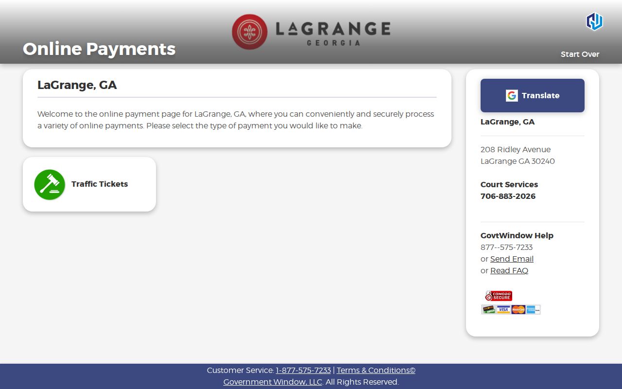 Troup County traffic warrant route through LaGrange Government Window